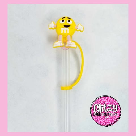 YELLOW M&M STRAW TOPPER