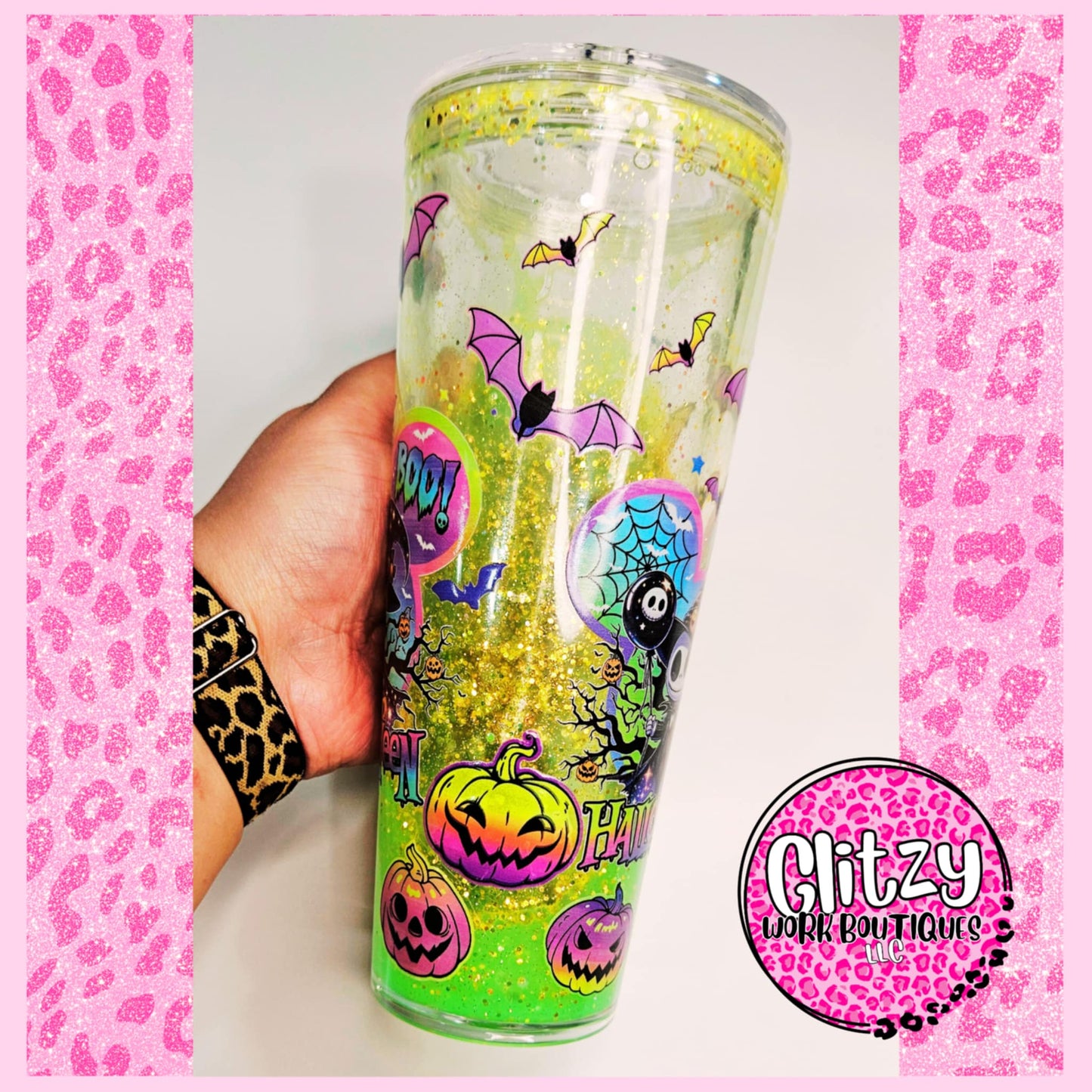 SPOOKY HALLOWEEN (GLOW IN THE DARK) LAVA DRIP SNOW GLOBE TUMBLER
