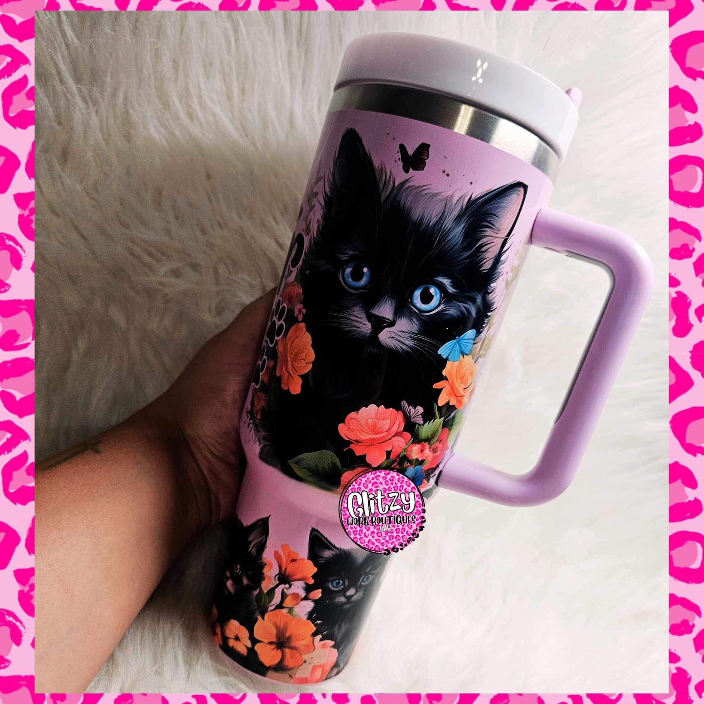 LIFE IF BETTER WITH A CAT PASTEL DUPE 40OZ TUMBLER