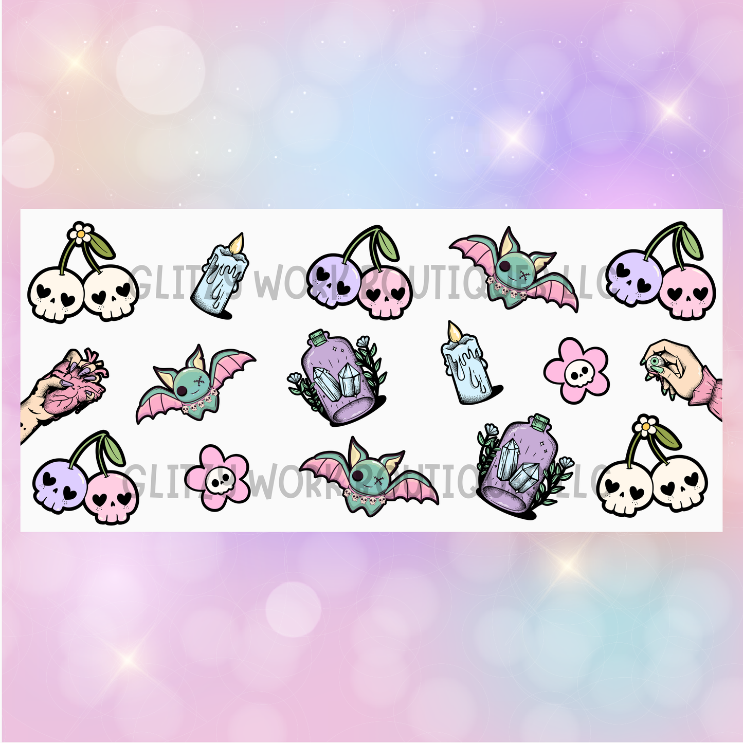 PASTEL SKELLY BATS CUP WRAP