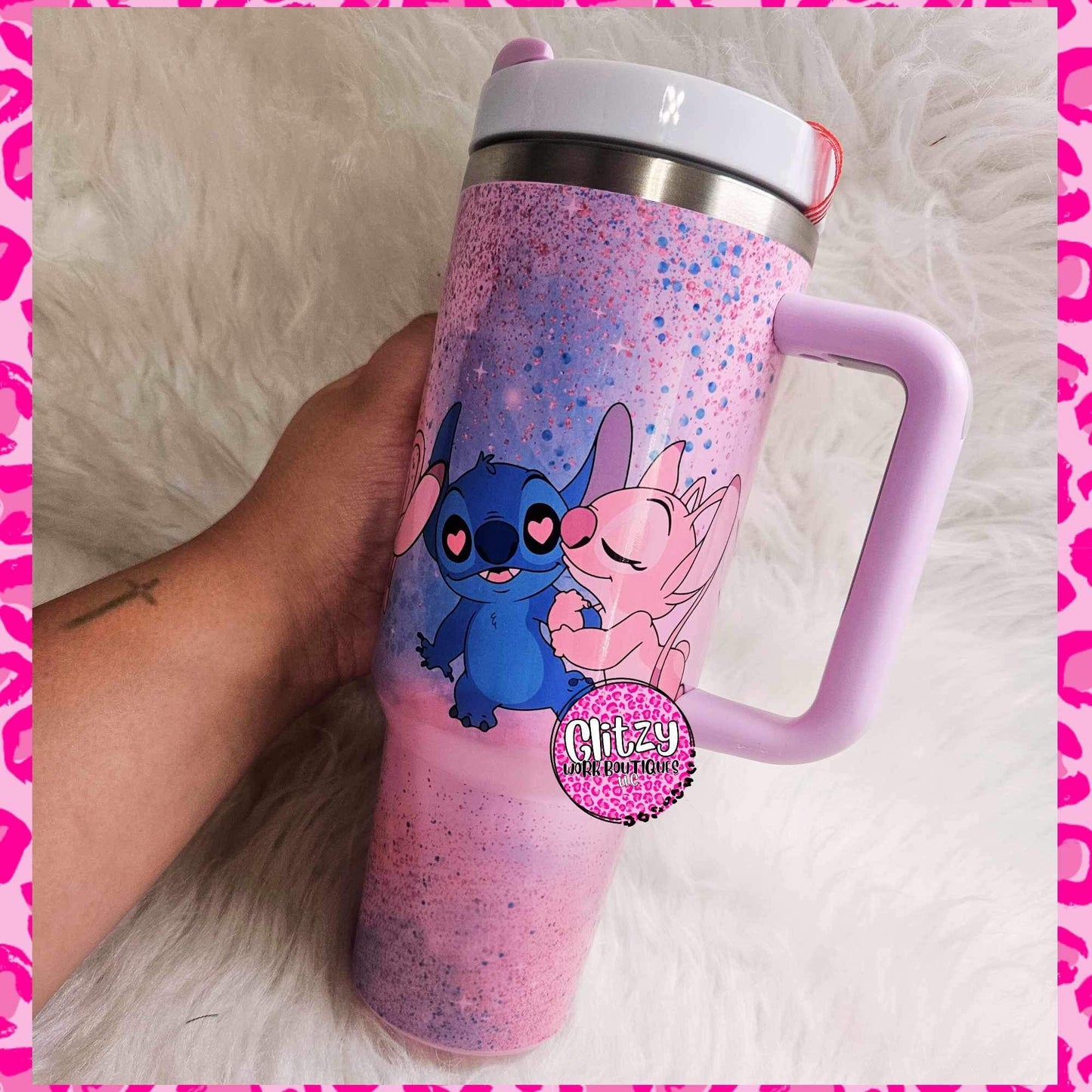 PINK & BLUE CHARACTER PASTEL DUPE 40OZ TUMBLER