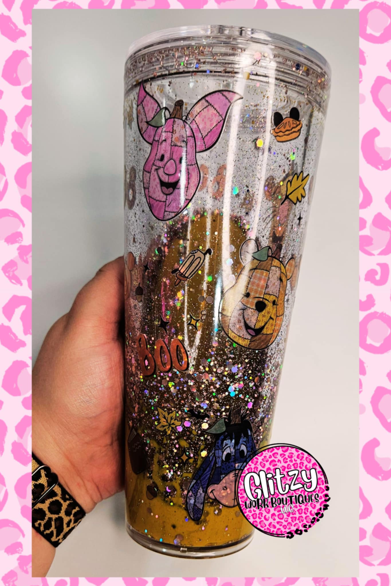 PATCHWORK POOH DUAL LAVA DRIP SNOW GLOBE TUMBLER