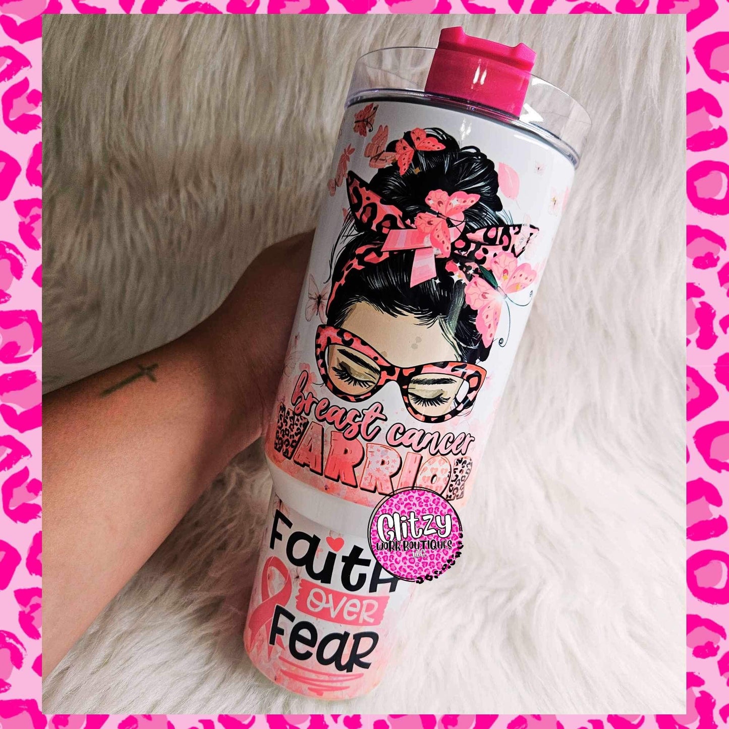 BREAST CANCER WARRIOR DUPE 40OZ TUMBLER