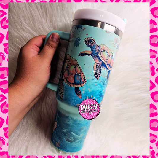 SEA TURTLE PASTEL DUPE 40OZ TUMBLER