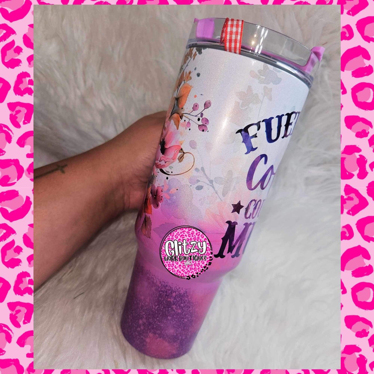 FUELED BY COFFEE & COUNTRY MUSIC HOLOGRAPHIC OMBRE DUPE 40OZ TUMBLER