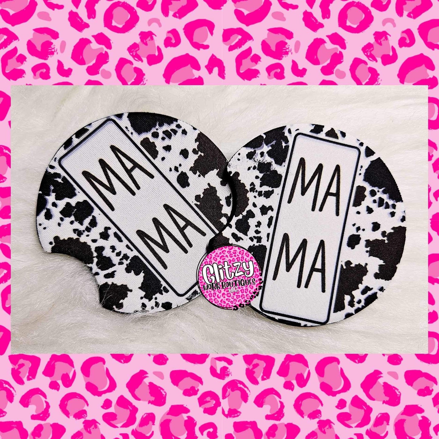 MAMA COWPRINT CAR COASTER