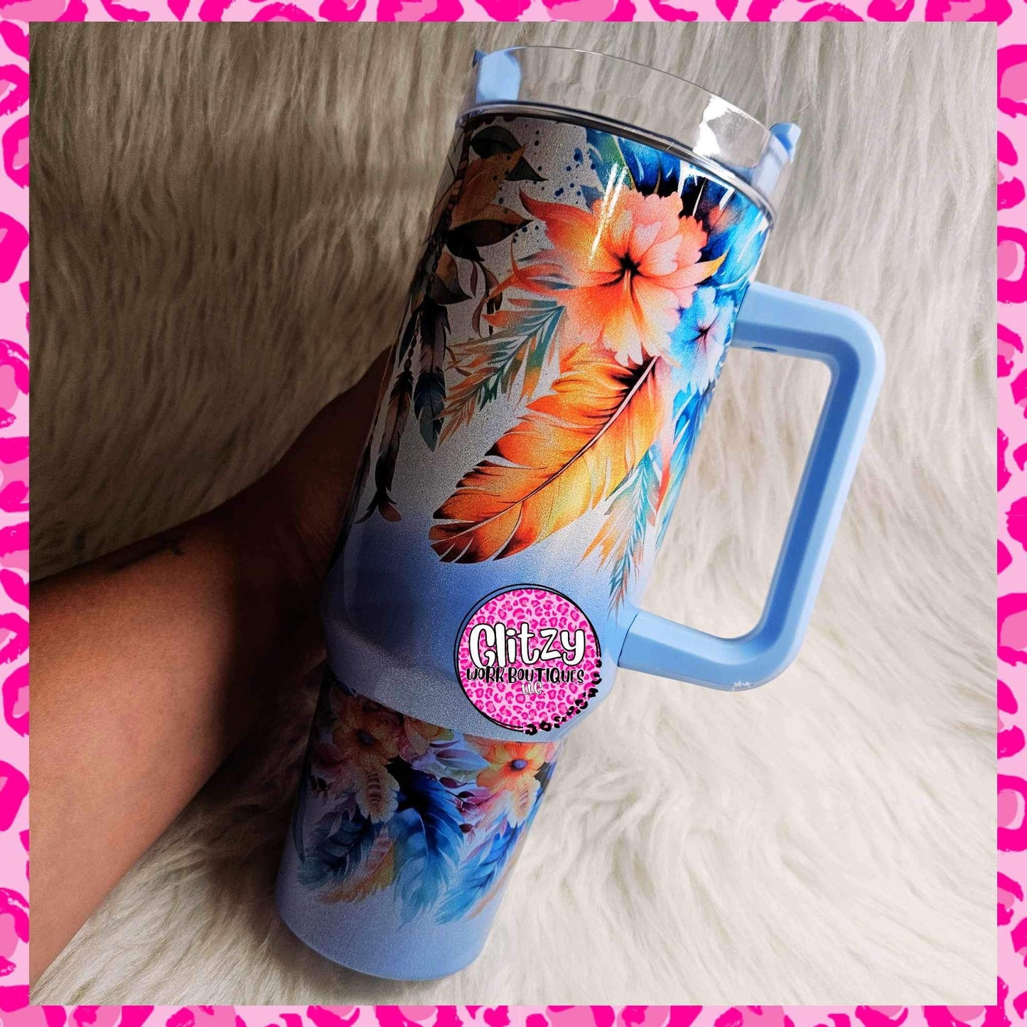 DREAM CATCHER FLORAL HOLOGRAPHIC OMBRE DUPE 40OZ TUMBLER