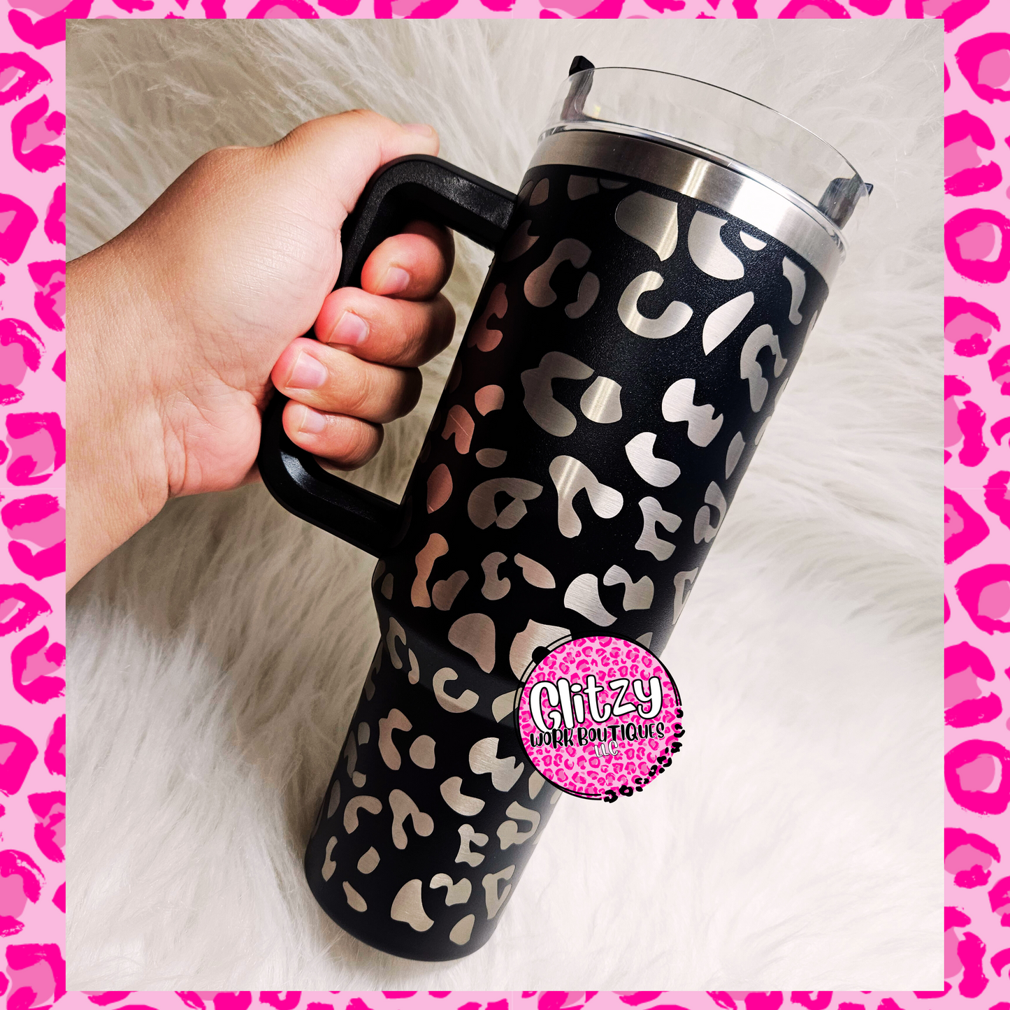 LASER ENGRAVED LEOPARD PRINT 40oz DUPE TUMBLER'S