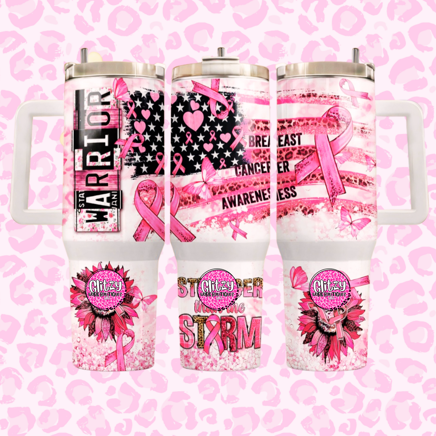 BREAST CANCER WARRIOR DUPE 40OZ TUMBLER