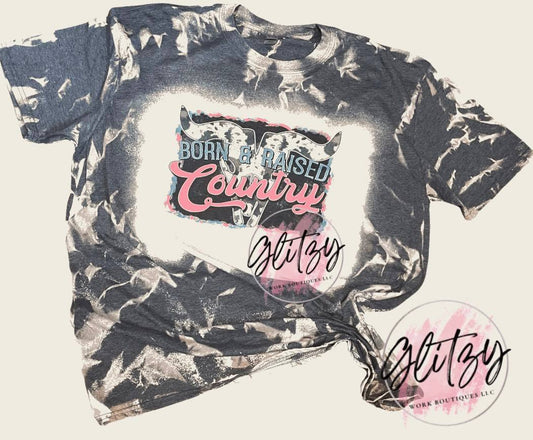 BORN & RAISED COUNTRY BLEACHED TEE