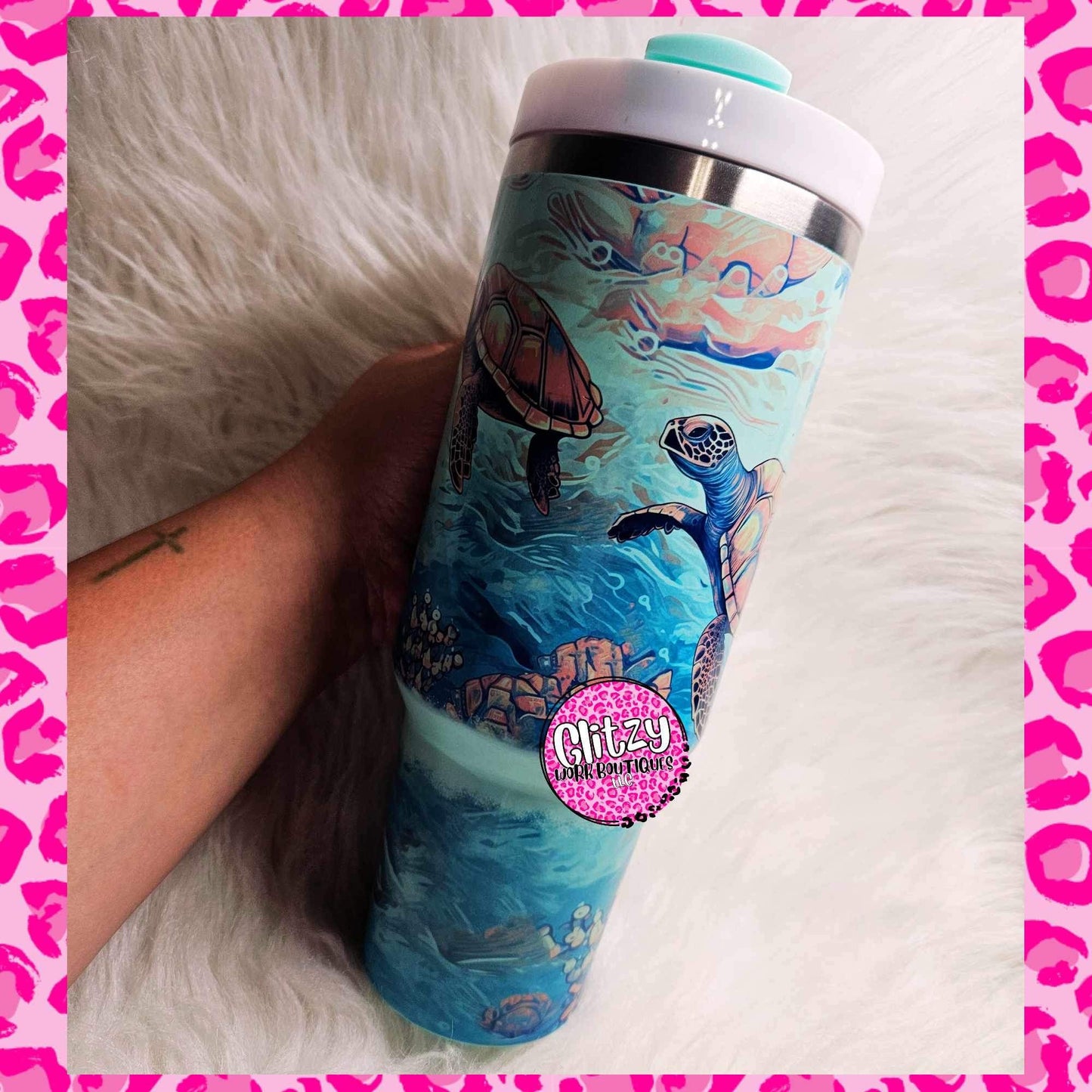 SEA TURTLE PASTEL DUPE 40OZ TUMBLER