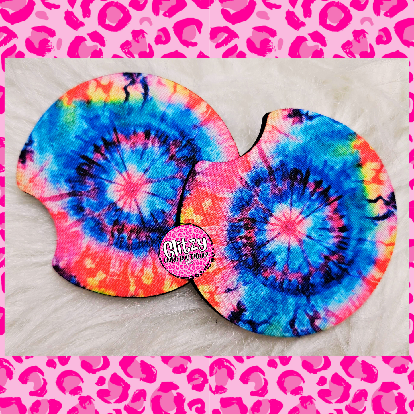 COLORFUL DARK TIE DYED CAR COASTER