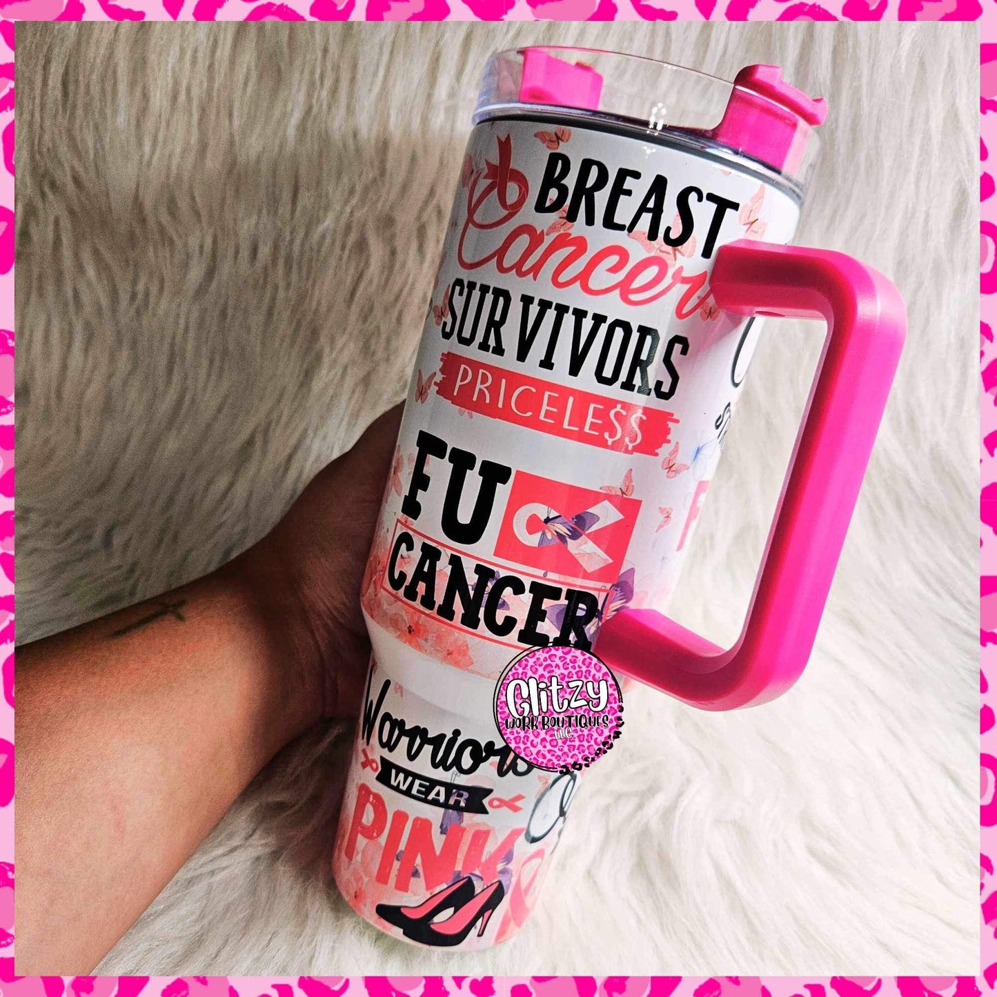 BREAST CANCER WARRIOR DUPE 40OZ TUMBLER