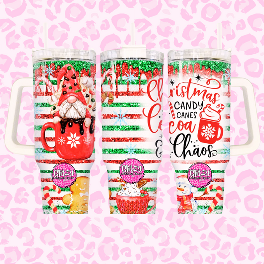 CHRISTMAS CANDY CANES COCOA & CHAOS DUPE 40OZ TUMBLER