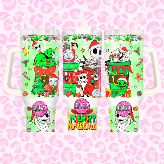 CHRISTMAS HORROR CHARACTER DUPE 40OZ TUMBLER