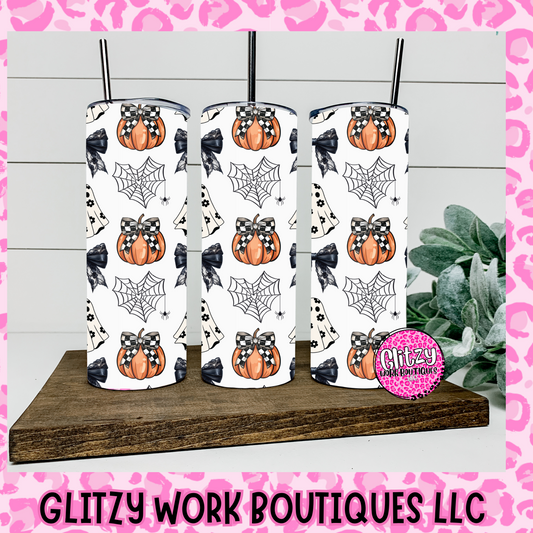 BOWS & PLAID PUMPKINS TUMBLER