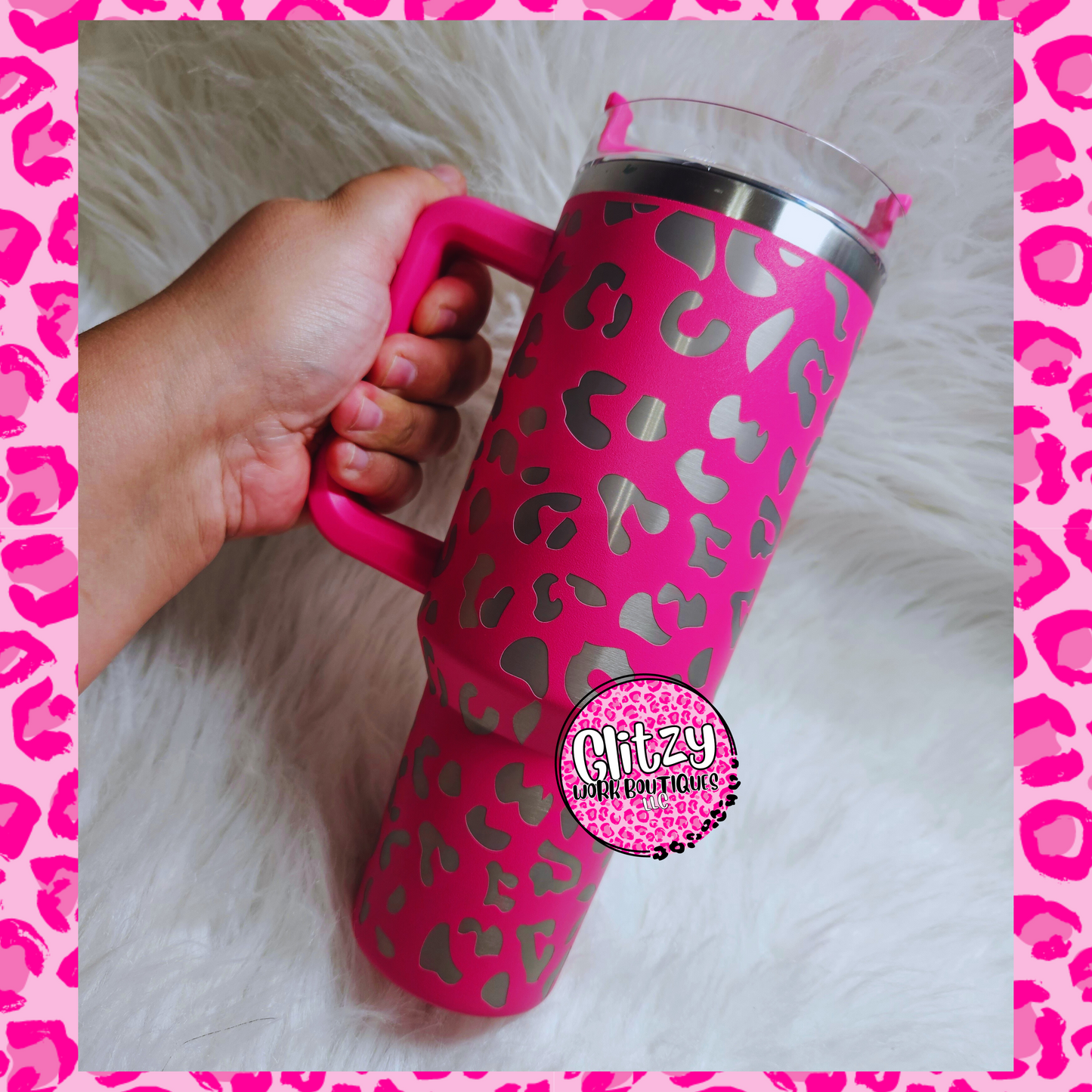 LASER ENGRAVED LEOPARD PRINT 40oz DUPE TUMBLER'S