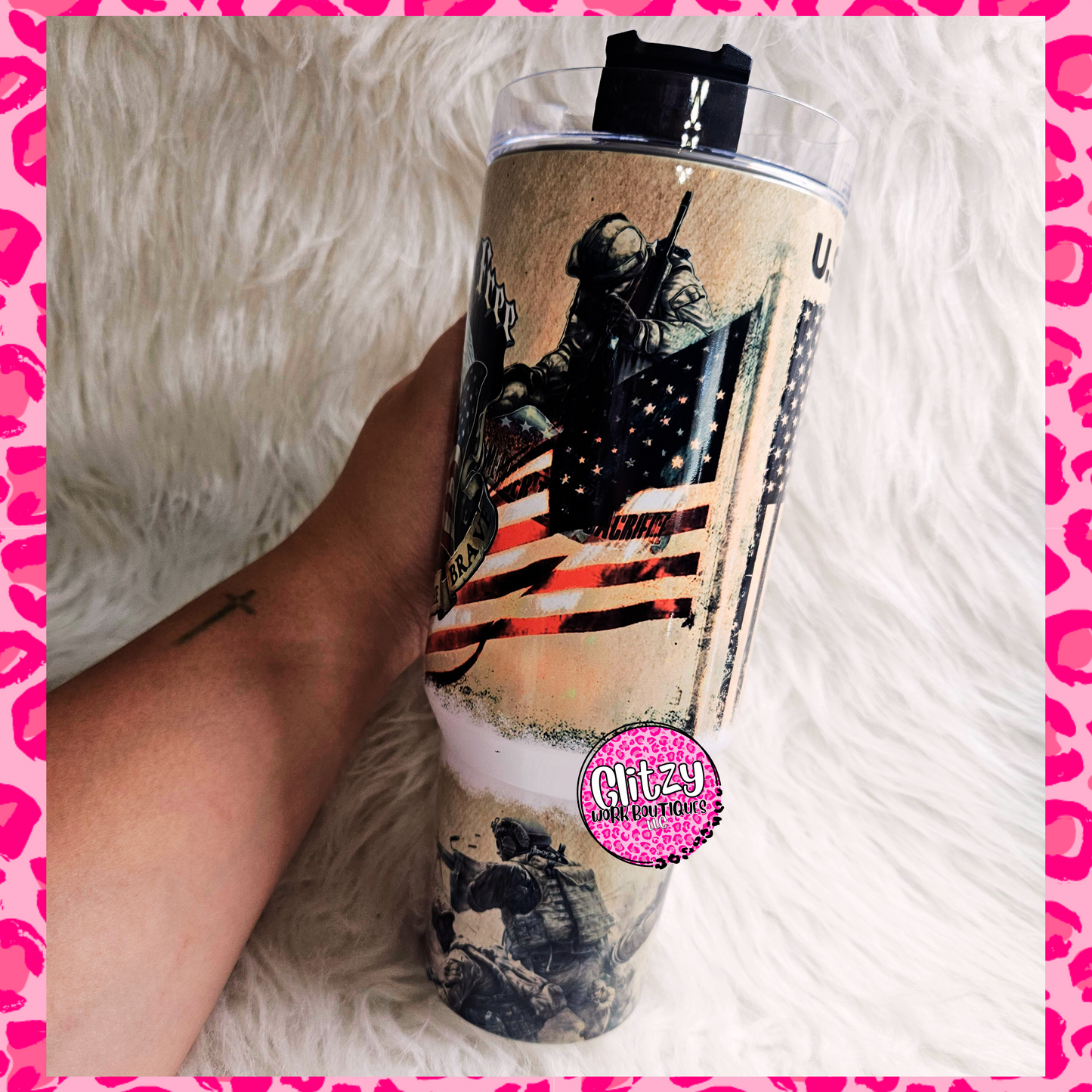 US ARMY VETERAN DUPE 40OZ TUMBLER