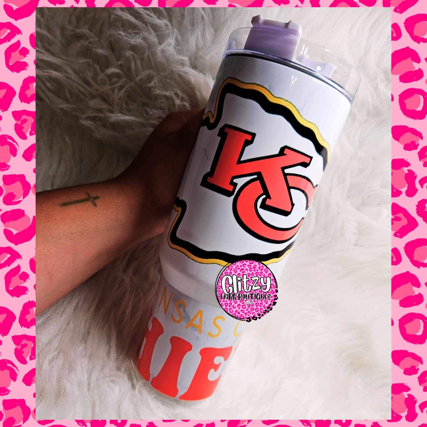 KC CHIEFS ARROWHEAD WHITE DUPE 40OZ TUMBLER