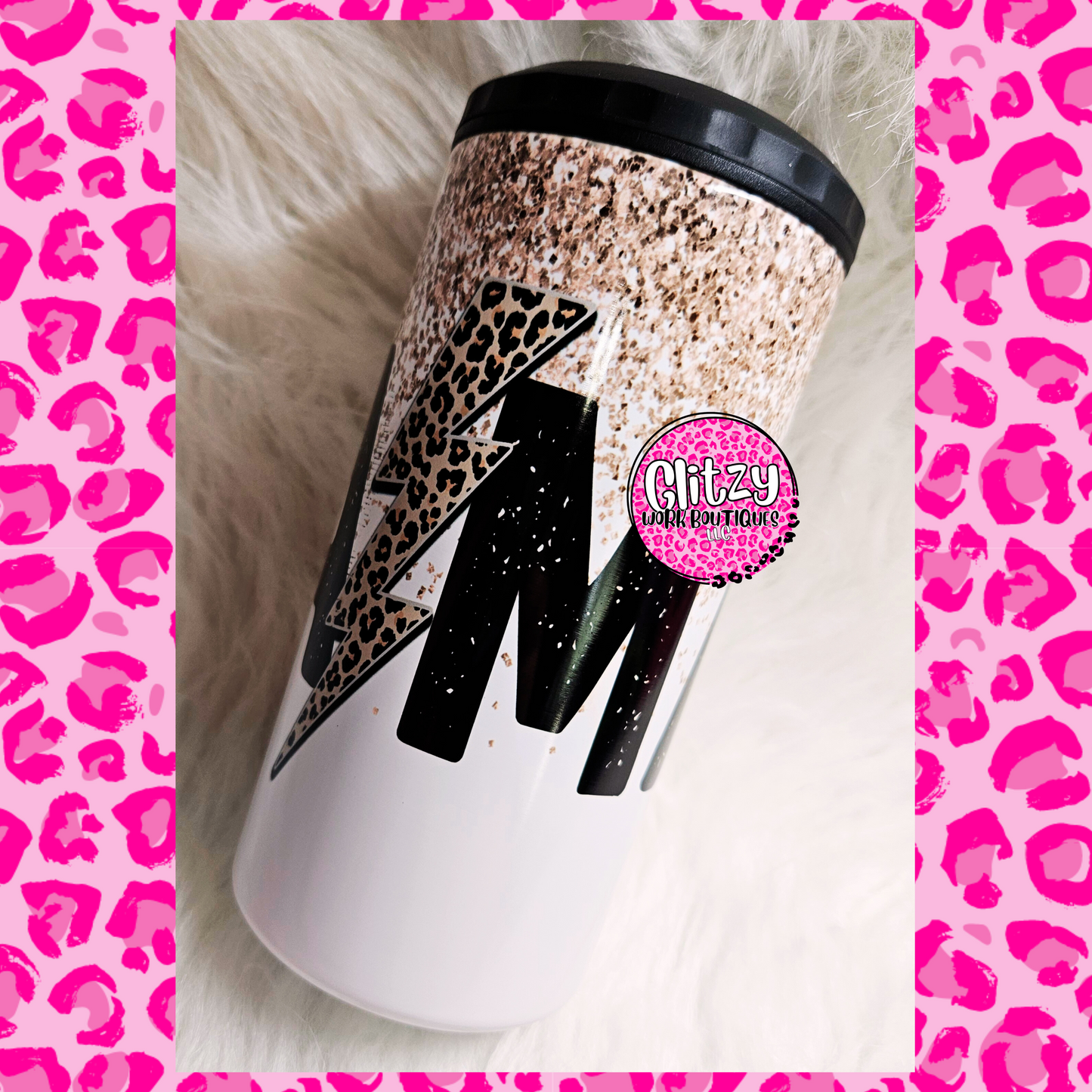 MAMA LEOPARD LIGHTNING BOLT 16OZ CAN COOLER