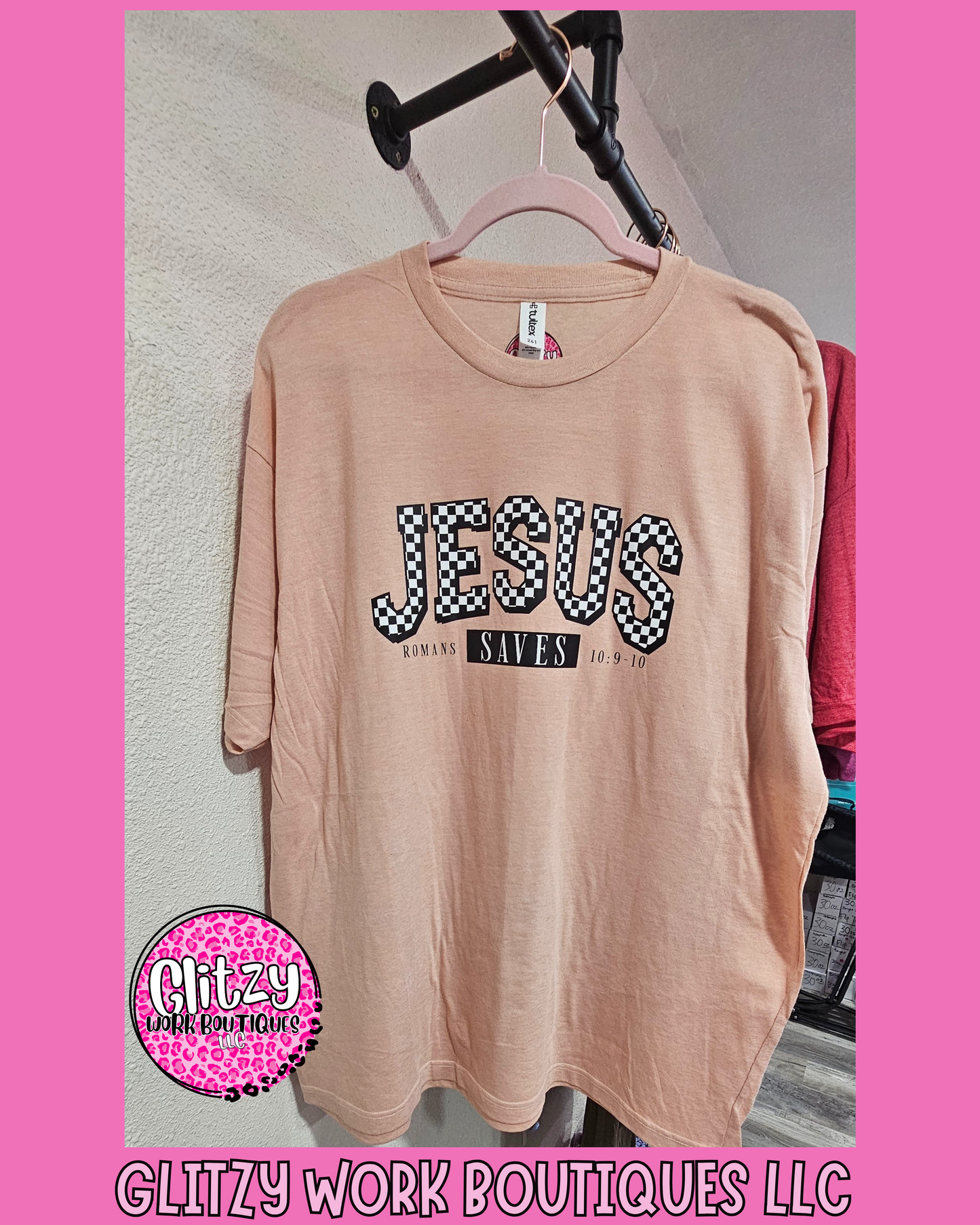 JESUS SAVES CHECKERED TEE