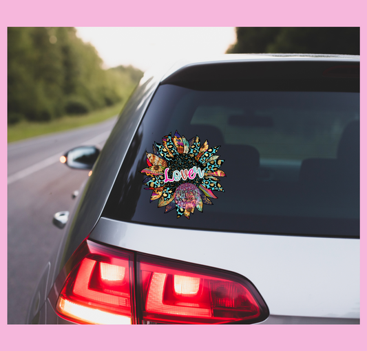 LEOPARD SUNFLOWER LOVER UV CAR WINDOW DECAL