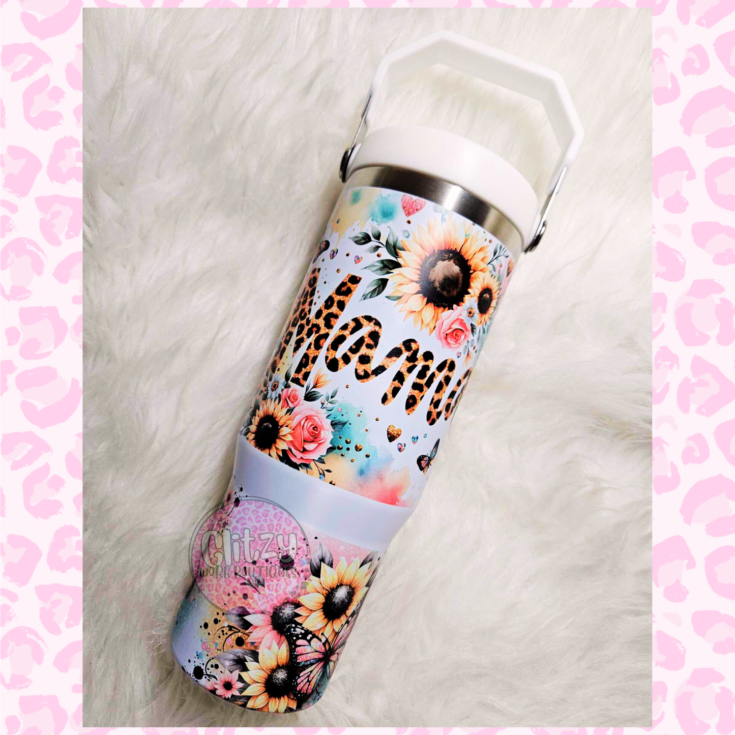 MAMA LEOPARD FLORAL 30oz FLIP TOP TUMBLER