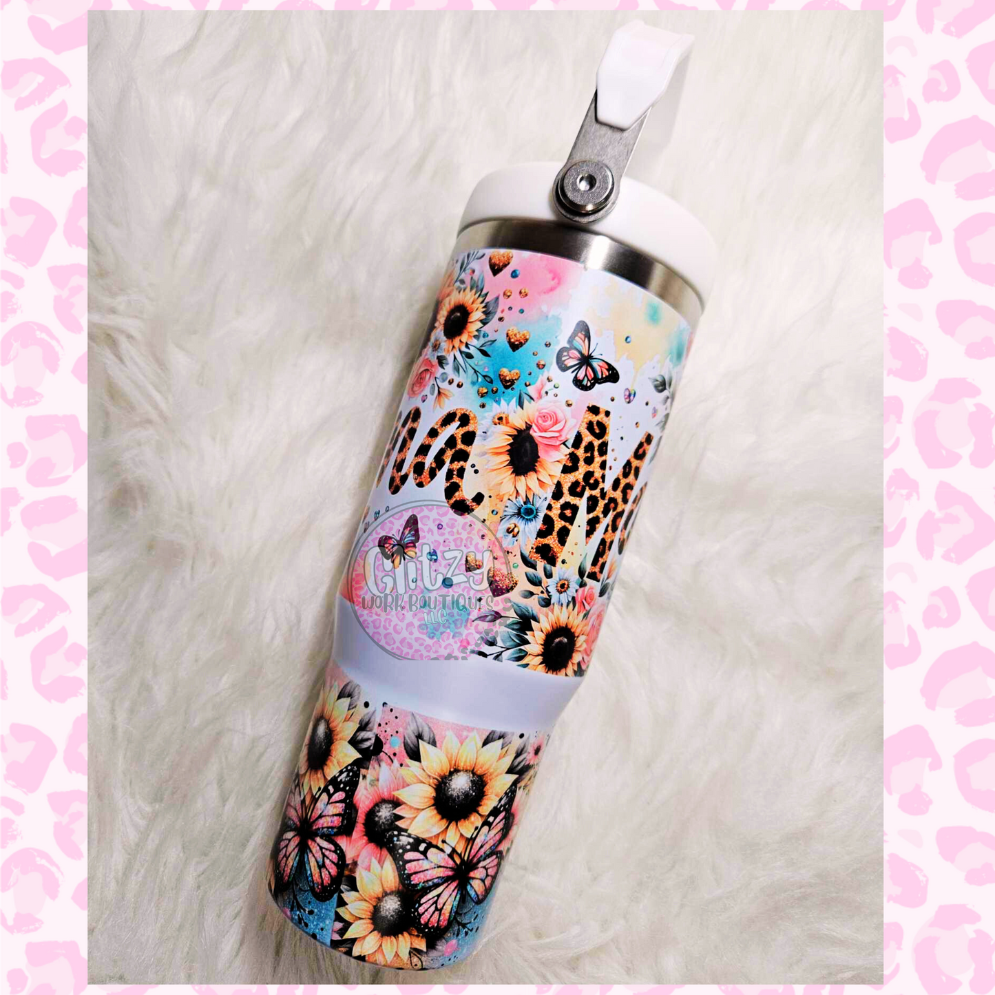 MAMA LEOPARD FLORAL 30oz FLIP TOP TUMBLER