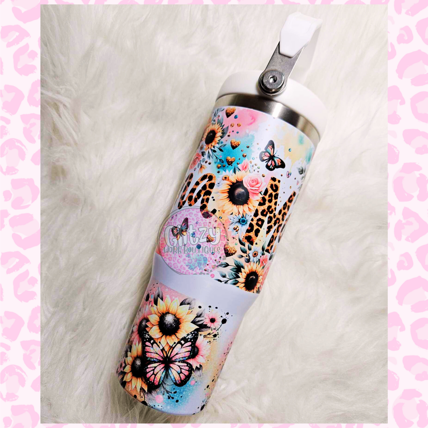 MAMA LEOPARD FLORAL 30oz FLIP TOP TUMBLER