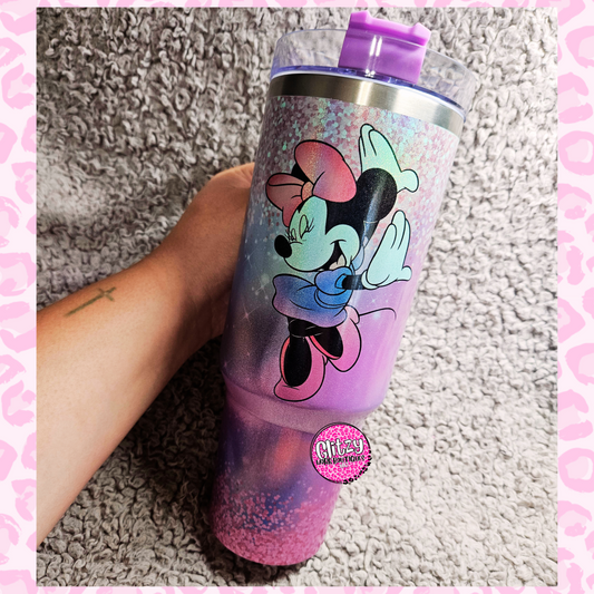 DANCING GIRL CHARACTER  HOLOGRAPHIC OMBRE DUPE 40OZ TUMBLER