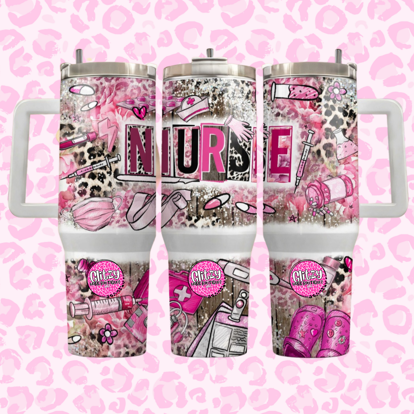 NURSE PINK OUT DUPE 40OZ TUMBLER