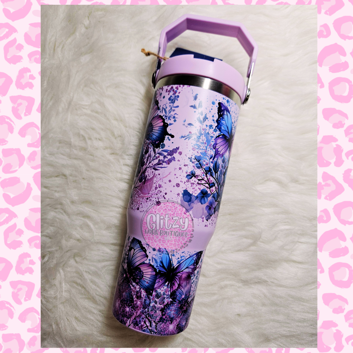 PURPLE BUTTERFLY 30oz FLIP TOP TUMBLER