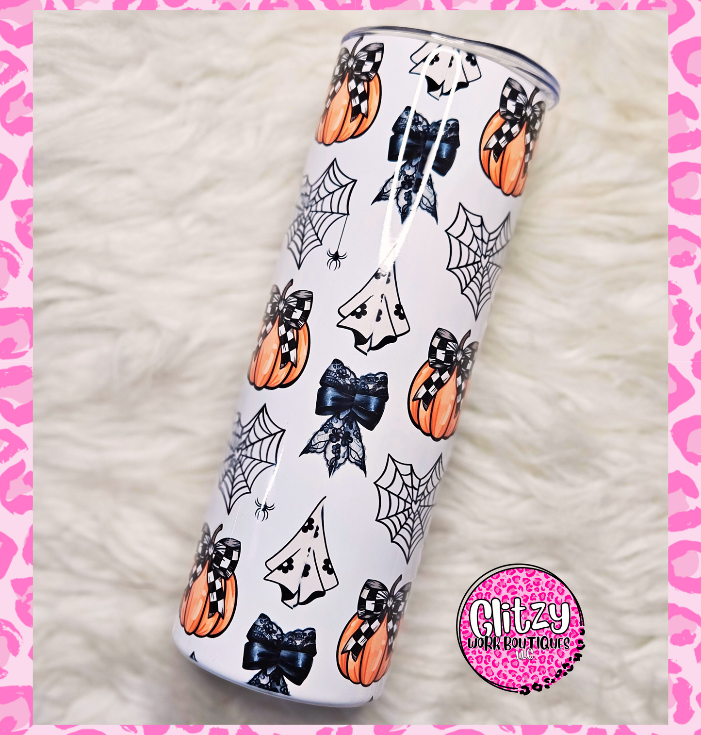 COQUETTE BOWS & PLAID PUMPKINS TUMBLER