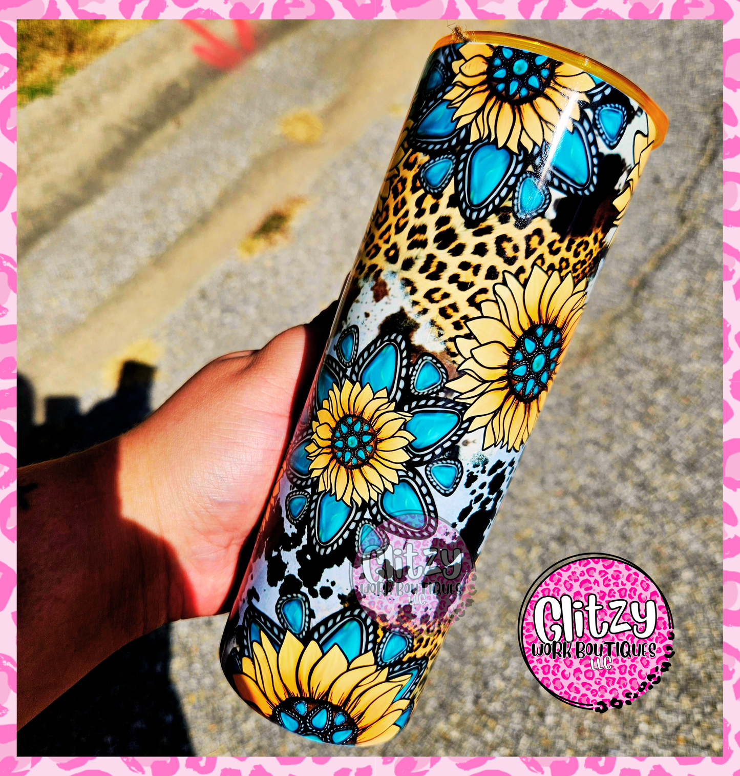 SUNFLOWER TEAL GEMSTONE TUMBLER