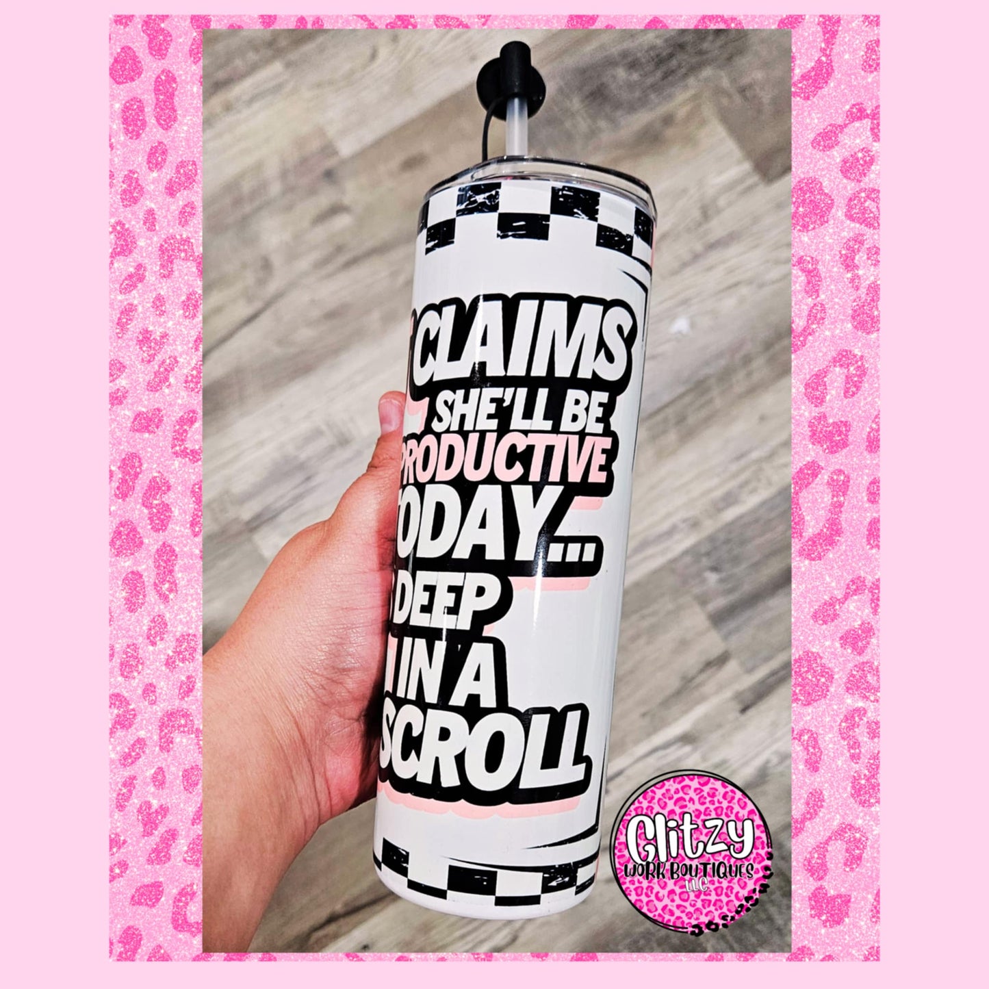 SUSPECT CLAIMS SHE'LL BE PRODUCTIVE... IS DEEP IN A TIKTOK SCROLL TUMBLER