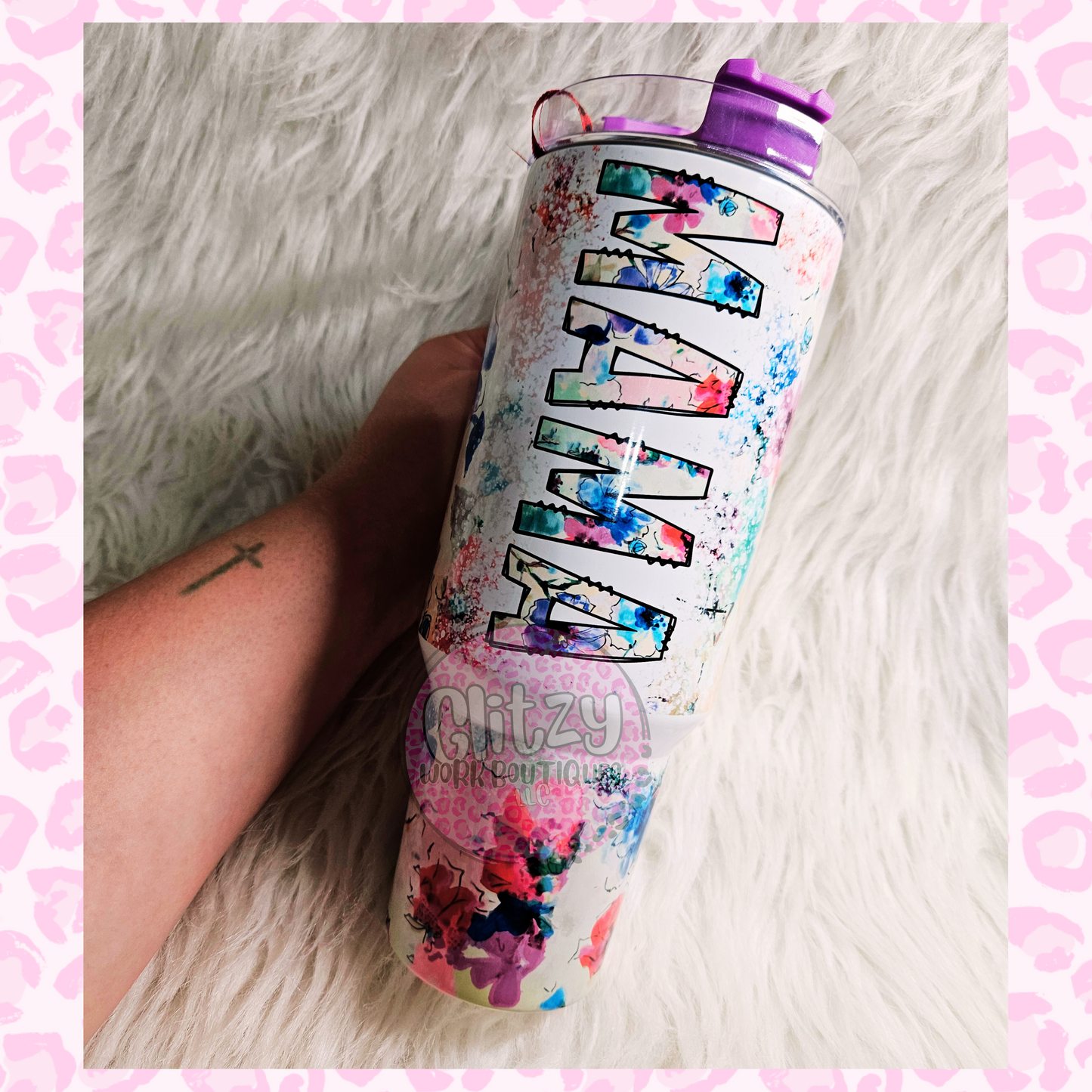 MAMA WATERCOLOR FLORAL DUPE 40OZ TUMBLER