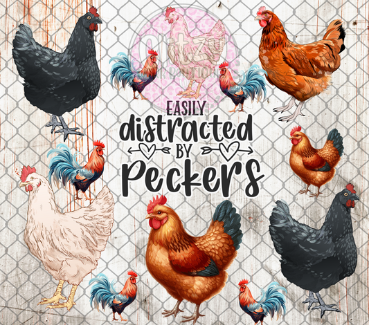 EASILY DISTRACTED BY PECKERS SUBLIMATION TUMBLER TRANSFER