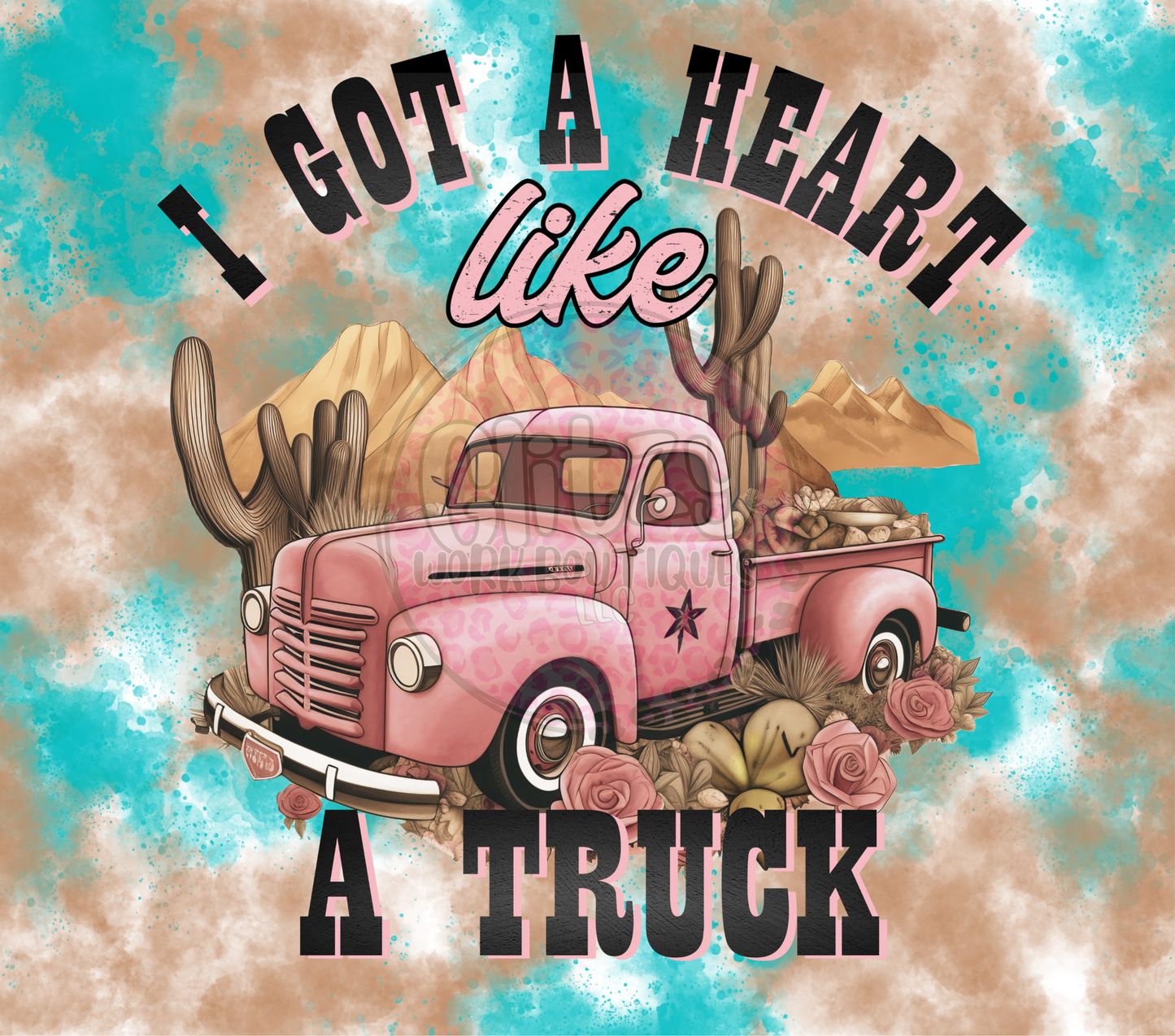 I GOT A HEART LIKE A TRUCK SUBLIMATION TUMBLER TRANSFER