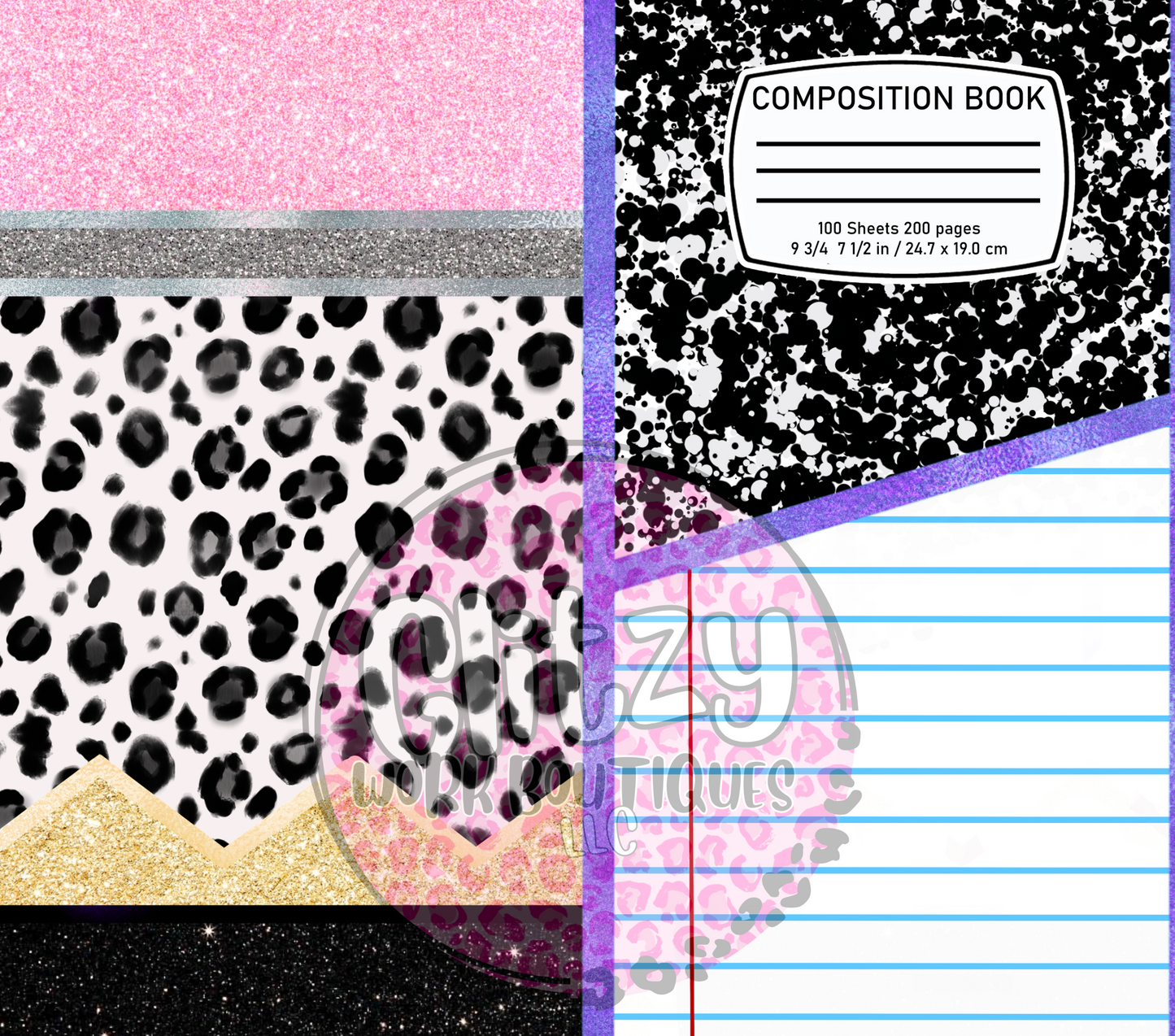 LEOPARD COMPOSITION NOTEBOOK SUBLIMATION TUMBLER TRANSFER