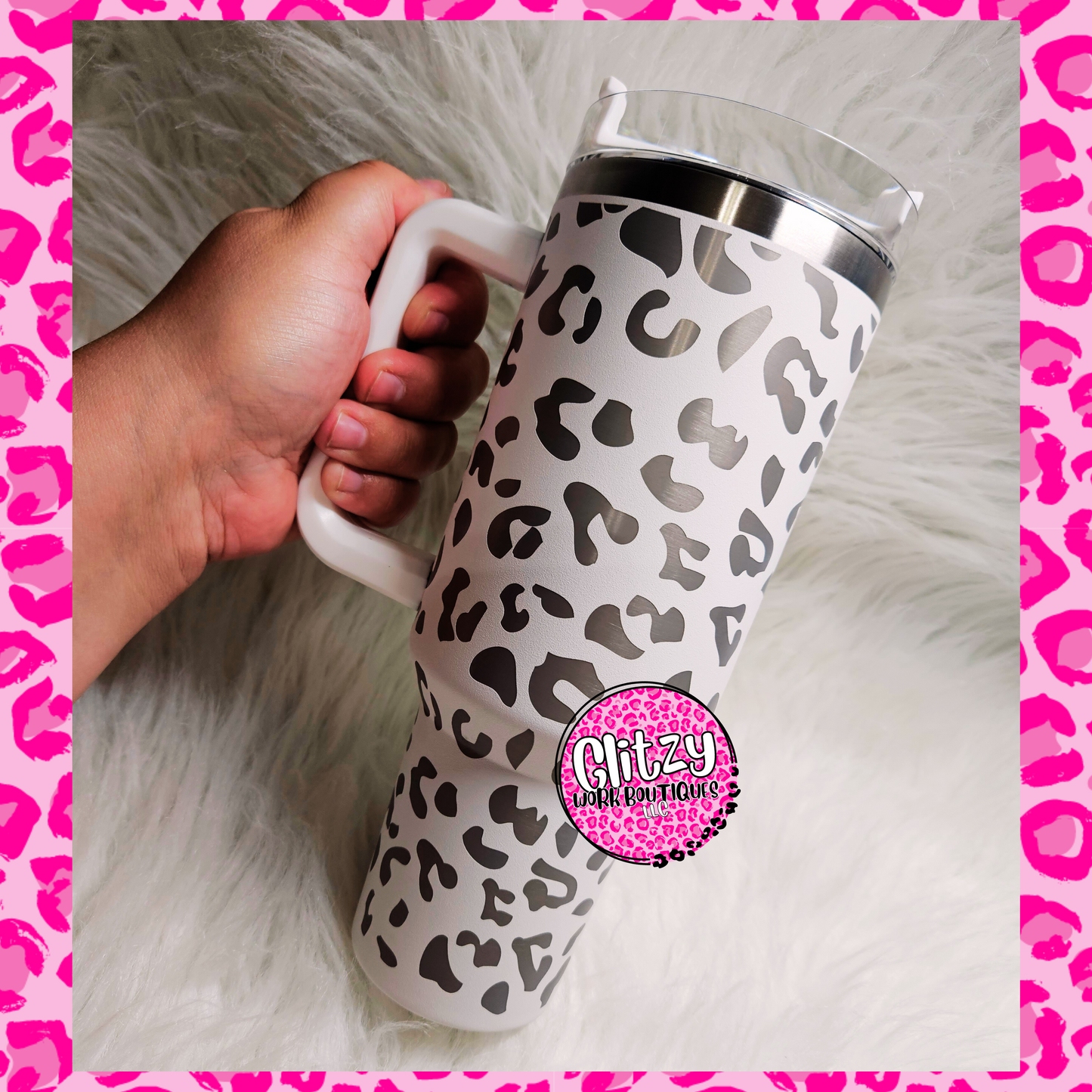 LASER ENGRAVED LEOPARD PRINT 40oz DUPE TUMBLER'S