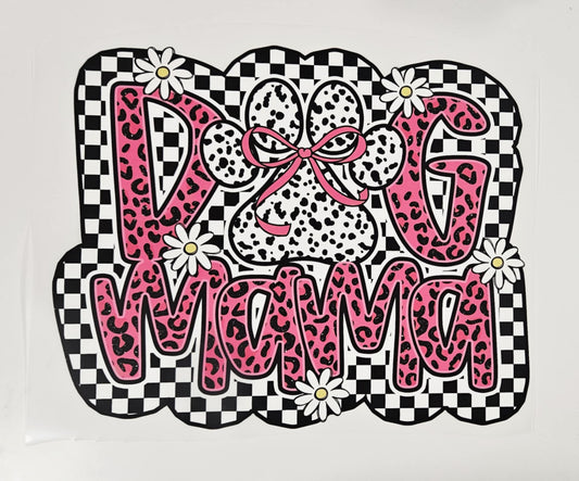 CHECKERED DOG MAMA PINK LEOPARD DAISY