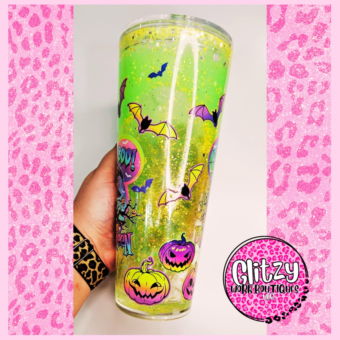 SPOOKY HALLOWEEN (GLOW IN THE DARK) LAVA DRIP SNOW GLOBE TUMBLER