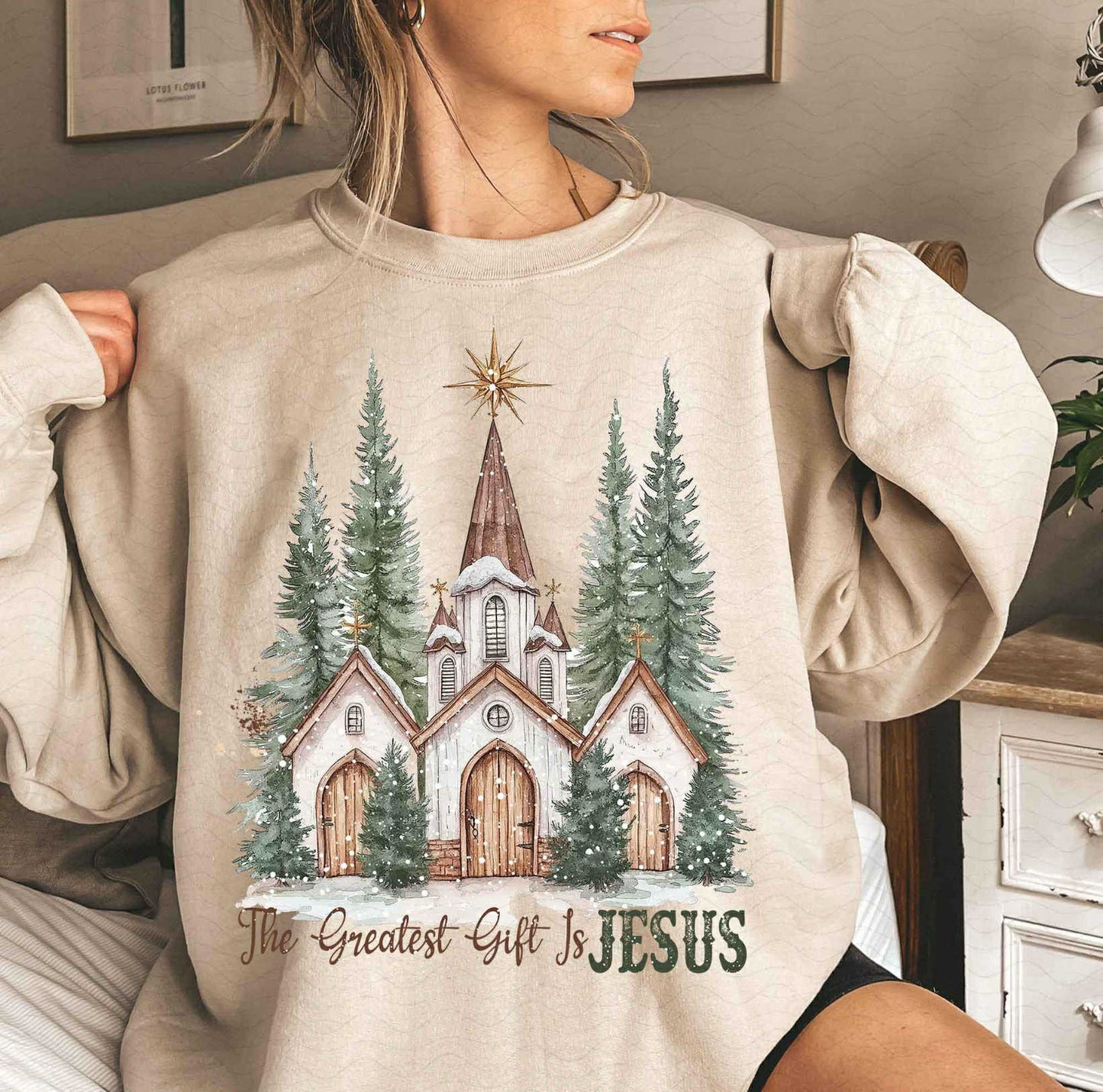 THE GREATEST GIFT IS JESUS PRINTED APPAREL
