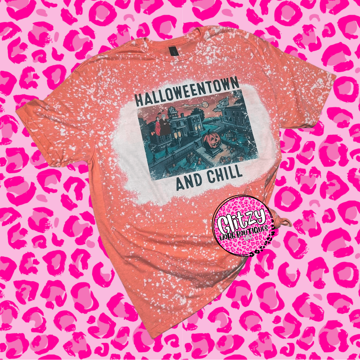 Halloween Town & Chill Bleached Tee