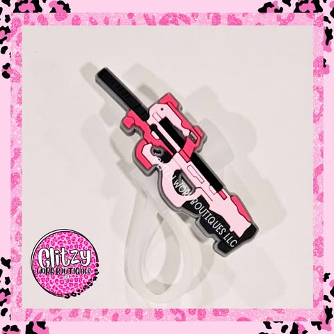 PINK GUN STRAW TOPPER