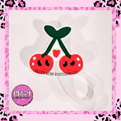 CUTE CHERRY STRAW TOPPER