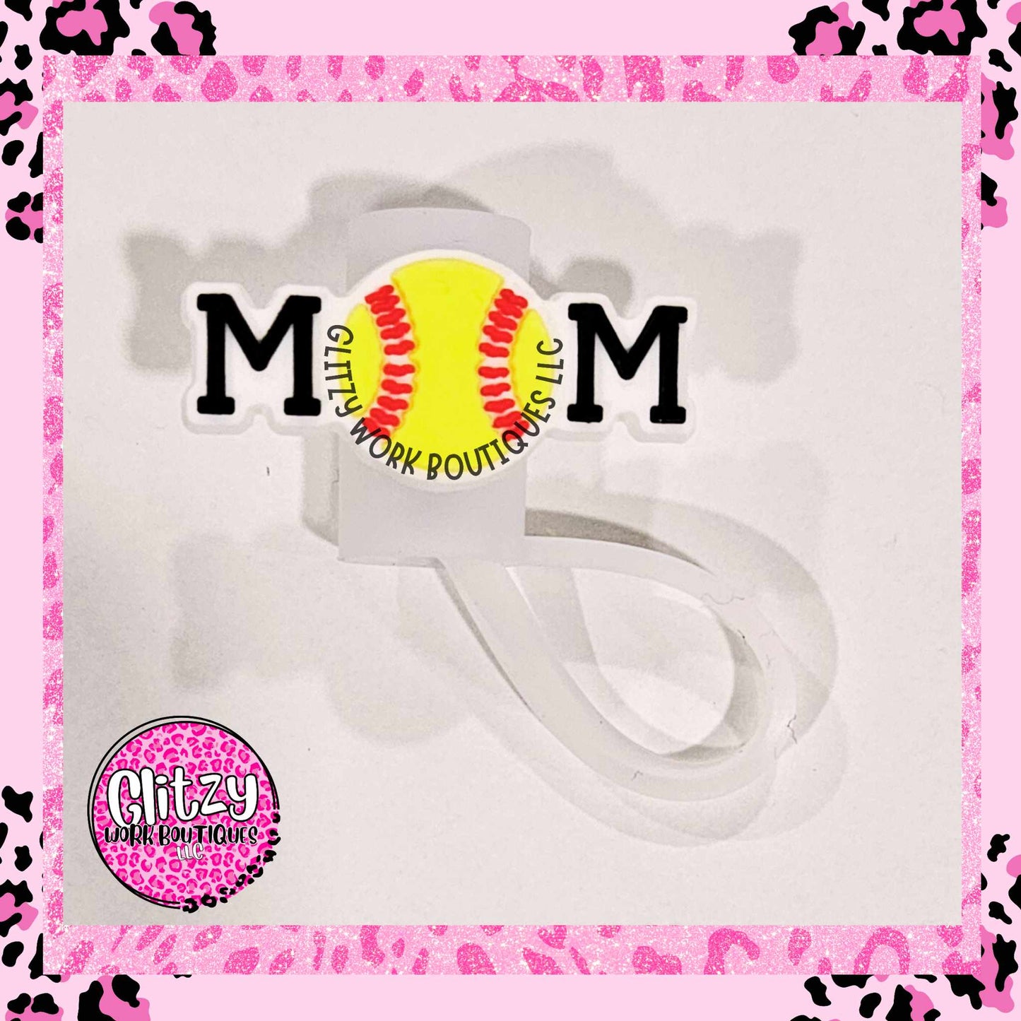 SOFTBALL MOM STRAW TOPPER