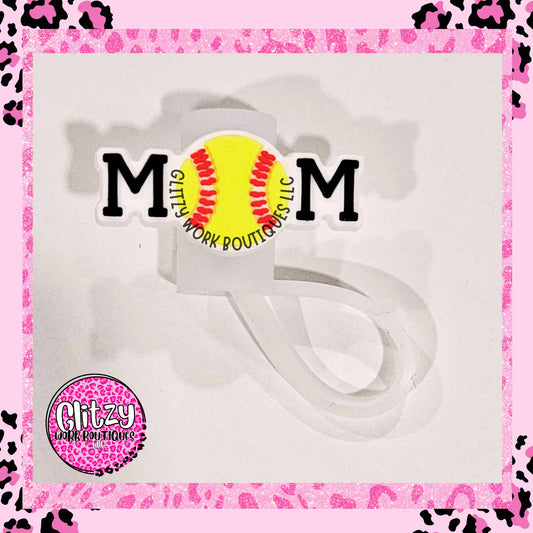 SOFTBALL MOM STRAW TOPPER