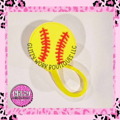 SOFTBALL STRAW TOPPER