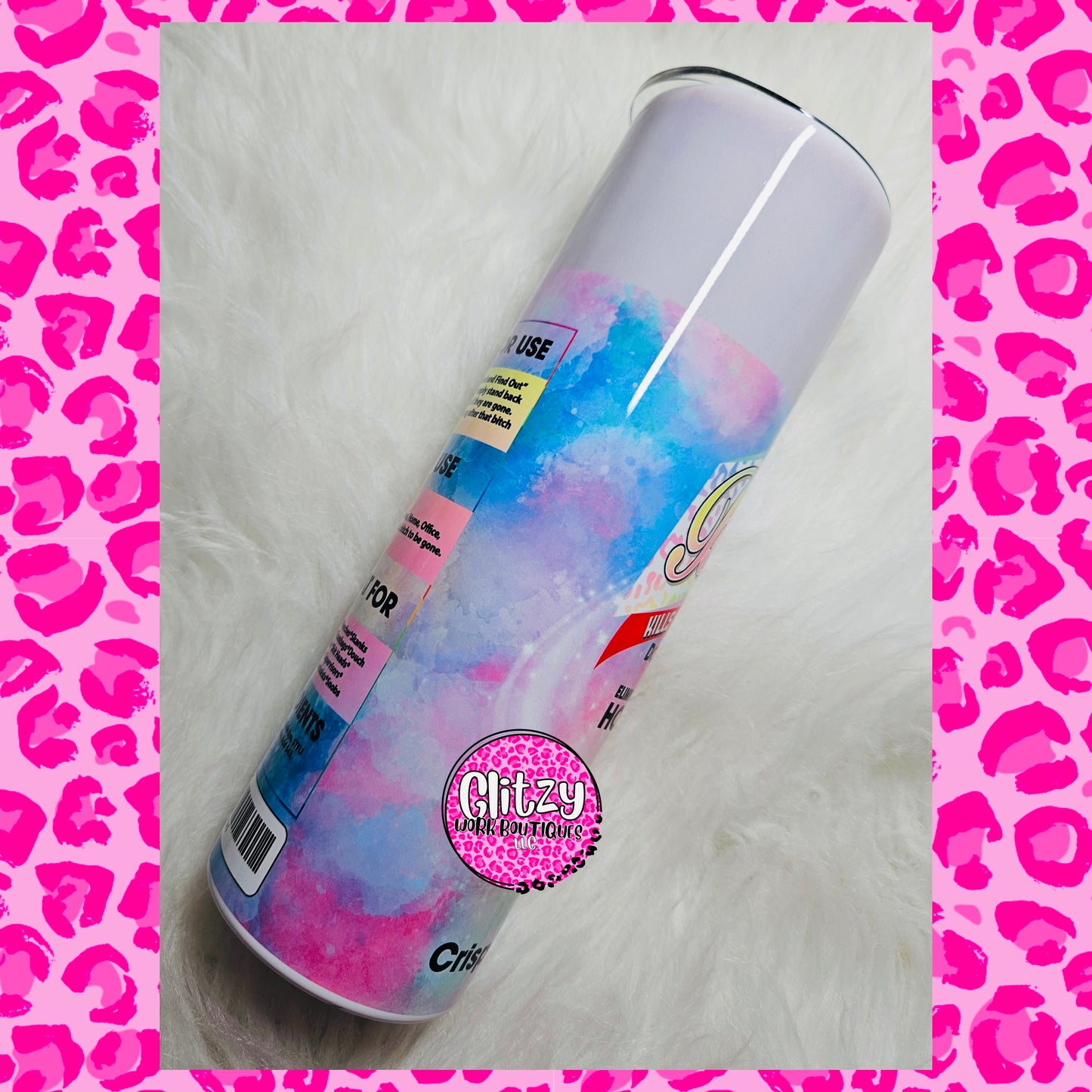 BITCH BE GONE PASTEL RAINBOW LEOPARD PEACE OUT TUMBLER